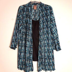 White Stag Layered Top Turquoise & Black 3X Plus Size